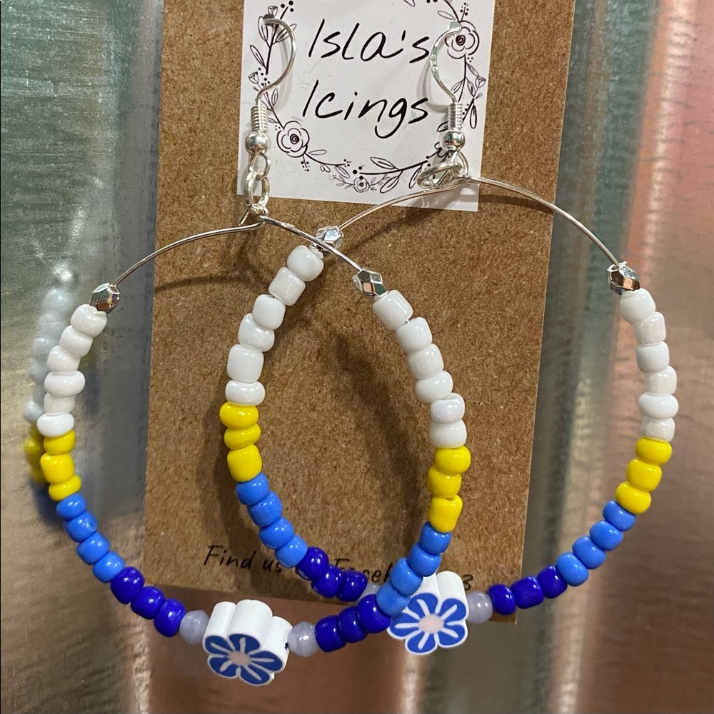 Beaded Hoop Earrings - large